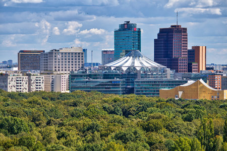 BERLIN, GERMANY - AUGUST 27, 2014: Skyline of Berlin city. Berlin is Germany's largest city with population of 3.5 million.のeditorial素材