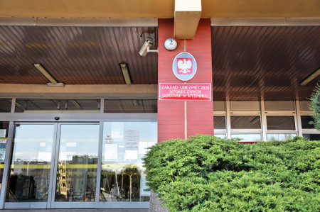 RYBNIK, POLAND - MAY 11, 2021: ZUS office in Rybnik, Poland. ZUS stands for Zaklad Ubezpieczen Spolecznych (Social Insurance Institution), state organization for social insurance matters.のeditorial素材