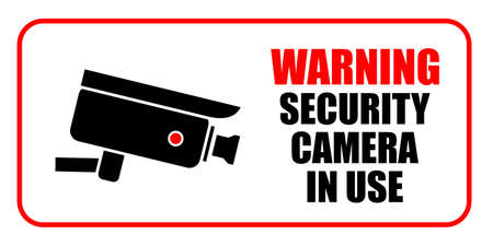 Video surveillance warning sign. Vector sticker design for security camera CCTV warning.