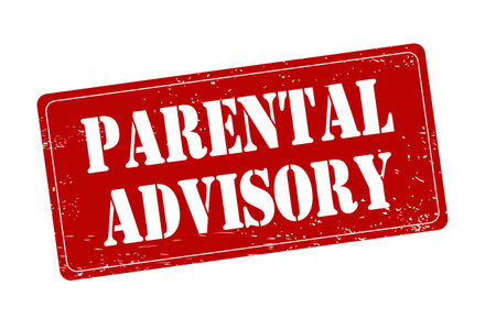 Parental advisory red rubber stamp. Vector stamp illustration.のイラスト素材