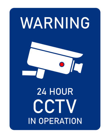 CCTV security camera warning sign. Vector sticker design for video surveillance CCTV warning.のイラスト素材