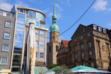 DORTMUND, GERMANY - SEPTEMBER 16, 2020: Markt, main city square in Dortmund, Germany. Dortmund is the largest city in Ruhr area of Germany.のeditorial素材