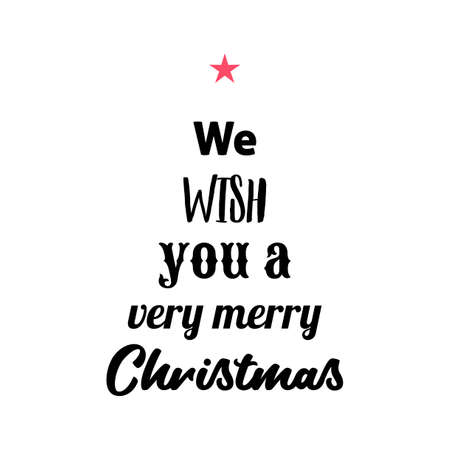 Merry Christmas wishes concept design. Christmas tree made of words. Christmas typography.のイラスト素材