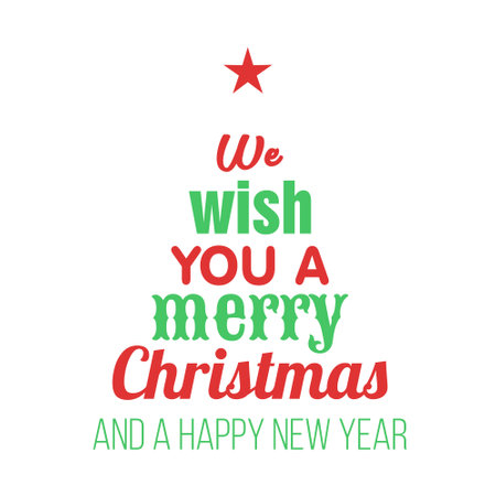 Christmas wishes concept design text tree. Christmas tree made of words. Christmas typography.のイラスト素材