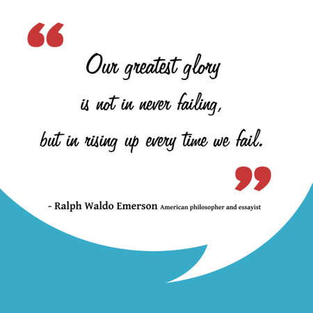 Raising up after failures. Motivational quote sign for social media. Ralph Waldo Emerson (1803-1882).のイラスト素材