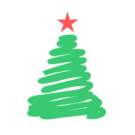 Christmas tree concept sketch vector illustration. Doodle Christmas tree.のイラスト素材
