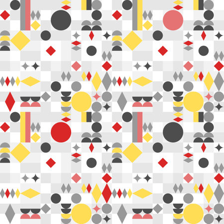 Geometric patchwork pattern. Seamless abstract shapes texture. Vector textile print of wallpaper pattern.のイラスト素材