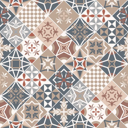 Seamless vector. Tuscany style tiles vector illustration. Tiled wall pattern: Italian or Spanish design.のイラスト素材