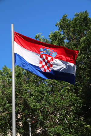 Flag of Croatia in the wind. Croatian national colors.