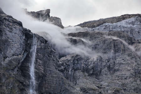 French Pyrenees dramatic mountain landscape. Cirque de Gavarnie mountain valley in Pyrenees National...