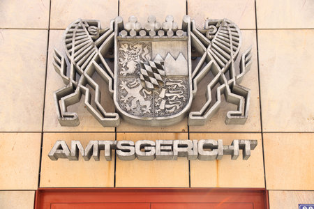 FURTH, GERMANY - MAY 6, 2018: District Court (German: Amtsgericht) in Furth, Germany. Local Court of Law in Germany.のeditorial素材