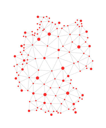 Germany polygonal map. Abstract geometric connected dots vector map. Low poly style.のイラスト素材