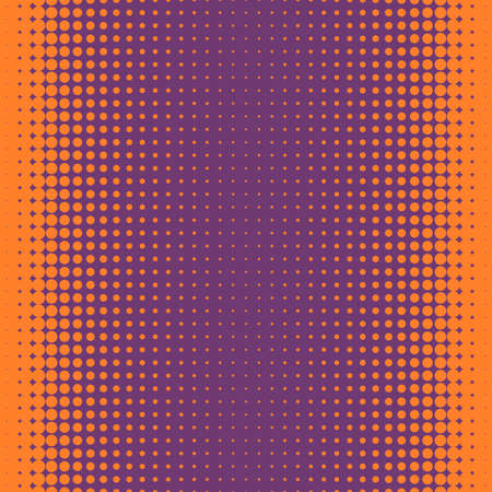 Abstract halftone dotted pattern. Dotted gradient halftone vector illustration. Orange on violet half tone seamless texture.のイラスト素材