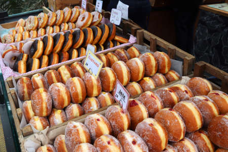 English donuts (doughnuts) at London Spitalfields Market.