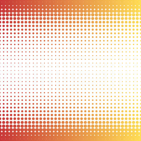 Abstract halftone dotted pattern. Dotted gradient halftone vector illustration. Yellow and red on white. Poster template.のイラスト素材