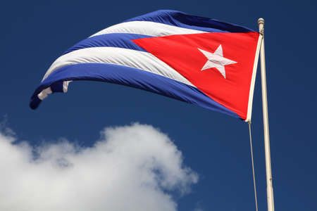 Flag of Cuba moving in the wind. National symbol.の写真素材