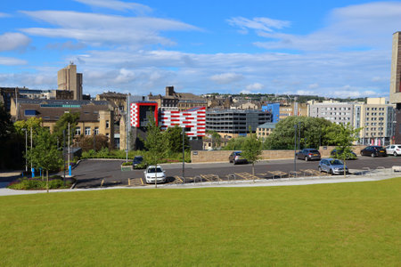 BRADFORD, UK - JULY 11, 2016: Cityscape of downtown Bradford city in the UK. Bradford is one of...