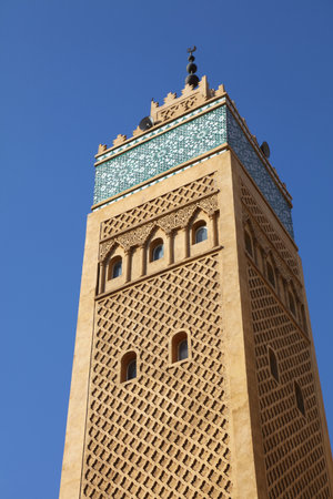 Mosque in Agadir city, Morocco. Islamic religious architecture.のeditorial素材