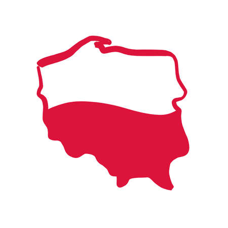 Poland map with national flag colors. Cute simple hand-drawn map.のイラスト素材
