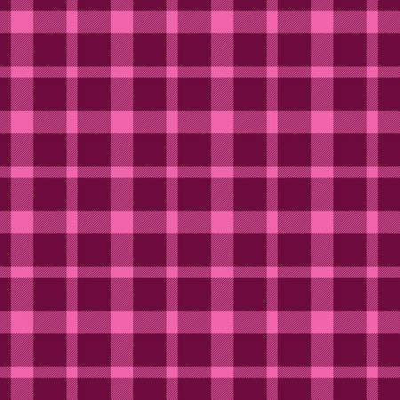 Deep dark pink checkered tablecloth pattern. Traditional plaid seamless vector texture. Gingham plaid pattern.のイラスト素材