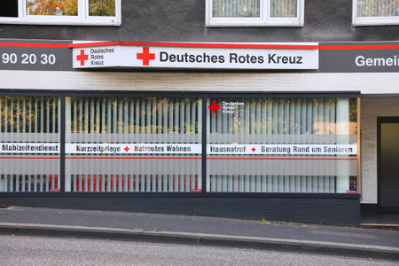 HAGEN, GERMANY - SEPTEMBER 16, 2020: German Red Cross (Deutsches Rotes Kreuz) in Hagen city. It is the national Red Cross Society in Germany.のeditorial素材