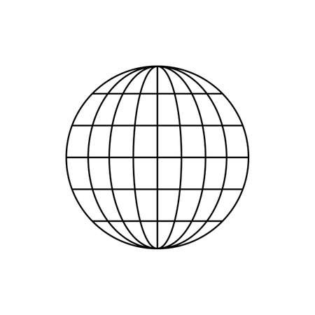 Globe lines symbol. Minimal globe wireframe lines vector illustration. Isolated icon.のイラスト素材