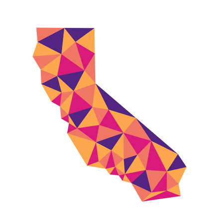 California state simple polygon map. Low poly trendy colorful style vector map of California.
