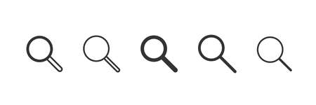 Flat design search symbol set. Vector search icons - magnifying glass symbol.のイラスト素材