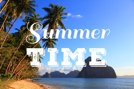 Summer time text web banner. Summer time word poster for social media content.
