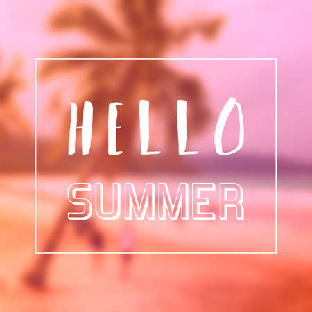 Hello summer text web banner. Hello summer text sign for social media content.