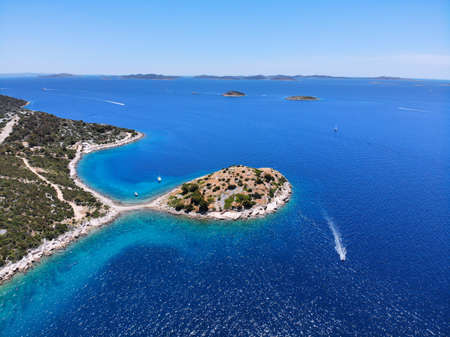 Murter island in Croatia. Paradise coast in Croatia. Kornati islands in background.