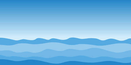 Blue sea waves pattern. Seamless sea water texture. Simple vector. Copyspace on top.のイラスト素材