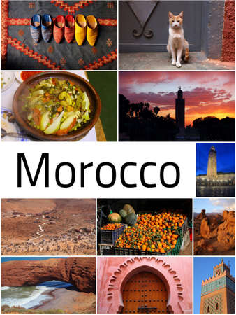 Morocco photo collage. Travel place landmark postcard.の写真素材