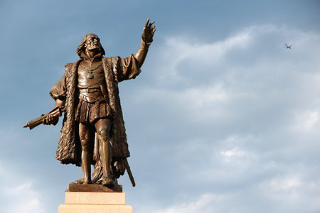 CHICAGO, USA - JUNE 27, 2013: Christopher Columbus monument in Grant Park installed in 1933. It was removed and put in storage in 2020.のeditorial素材