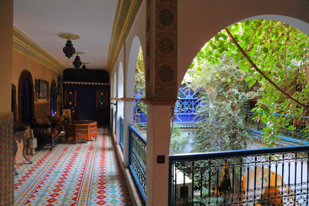 TAROUDANT, MOROCCO - FEBRUARY 16, 2022: One of riad hotels in Taroudant, Morocco. It is the capital...