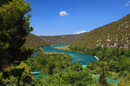 Krka river. Krka National Park in Croatia. Landscape of Croatia.の写真素材