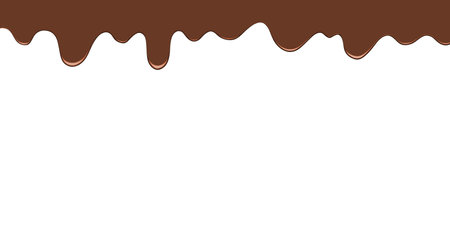 Chocolate drip border. Melted chocolate glaze vector food illustration.のイラスト素材