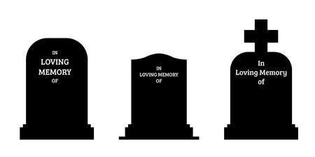 In Loving Memory gravestone vector. Empty headstone template illustration.のイラスト素材