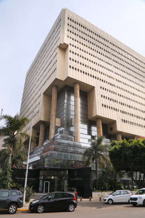 CASABLANCA, MOROCCO - FEBRUARY 22, 2022: Sheraton Hotel in Casablanca, Morocco. Sheraton Hotels and Resorts is a semi-luxury hotel chain owned by Marriott International.のeditorial素材