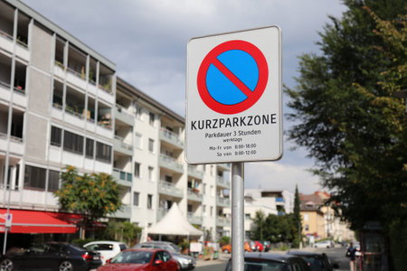 Kurzparkzone (Short Parking Zone) parking sign in a street in Klagenfurt, Austria.の写真素材
