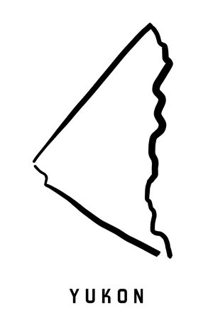 Yukon map outline - smooth simple hand-drawn Canadian province shape map vector. Province in Canada.のイラスト素材