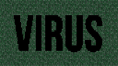 Virus word binary code. Computer virus digital illustration.のイラスト素材