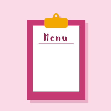Clipboard restaurant menu. Blank menu template pink vector design.のイラスト素材