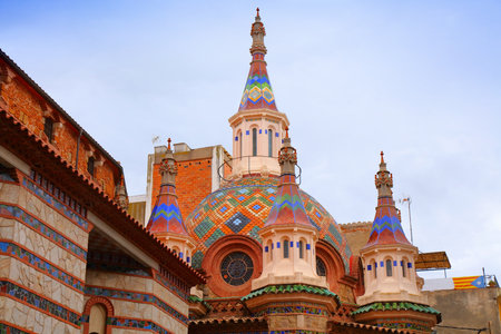 Lloret de Mar town in Spain. Modernist church of Saint Roma, dating back to 1917.の写真素材