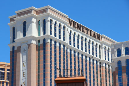 LAS VEGAS, USA - APRIL 14, 2014: The Venetian resort hotel in Las Vegas. It is one of 10 largest hotels in the world with 4,409 rooms.のeditorial素材
