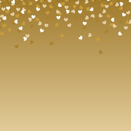 Gold heart confetti blank square banner or poster for social media. Valentine's Day hearts confetti border.のイラスト素材