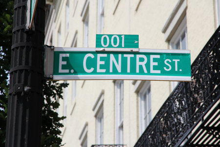 Baltimore city, Maryland USA. Street name sign - Centre Street.の写真素材