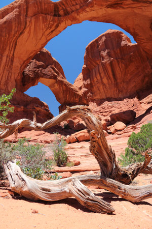 Arches National Park in Utah, USA. Double Arch. American desert landscape.