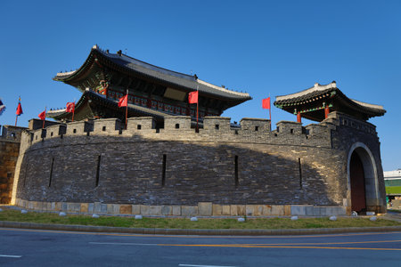 Suwon city, South Korea. Paldalmun gate of Hwaseong Fortress.の写真素材