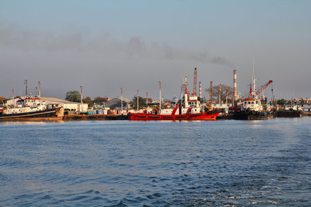Air pollution - smog and smoke from industrial chimneys in Cienfuegos, Cuba.の写真素材
